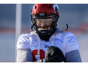 The Calgary Stampeders' Kamar Jorden during practice at McMahon Stadium on Wednesday. Photo by Azin Ghaffari/Postmedia.