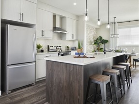 The kitchen in the Mesa show home at Arrive D'Arcy, by Partners Development Group.