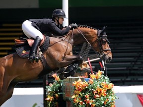 Canada's Nicole Walker riding Falco Ban Spieveld finished fifth in the RBC Grand Prix of Canada event during the Spruce Meadows National on Saturday June 8, 2019.