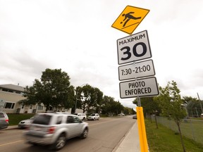 The playground zone with the most photo radar enforcement, according to the City of Edmonton, is seen along 96 Street between 66 avenue and 68 Avenue near Hazeldean School in Edmonton, on Friday, Aug. 9, 2019.