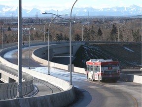 A west bound Calgary Transit bus is shown on the newly constructed BRT bridge in Calgary on Wednesday, November 13, 2019. Jim Wells/Postmedia