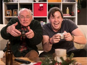 Robert Klein and Griffin Cork in Last Christmas by Neil Fleming at Lunchbox Theatre. Photo by Benjamin Laird.