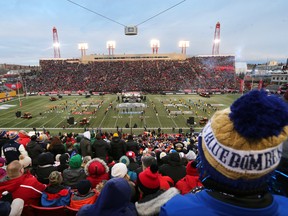 Fireworks launch at McMahon Stadium at the start of the 107th Grey Cup in Calgary Sunday, November 24, 2019. Gavin Young/Postmedia