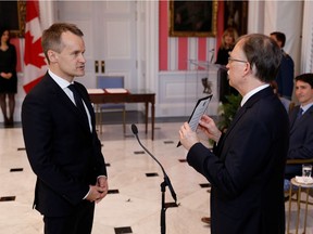 Seamus O'Regan is sworn-in as minister of natural resources during the presentation of Trudeau's new cabinet. Alberta Energy Minister Sonya Savage said Friday she was encouraged by her first meeting with O'Regan, though she cautioned only time will tell whether the new minister will be able to address Albertans' concerns with real action.