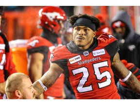 Calgary Stampeders Don Jackson in the final minutes of a 35-14 loss to the Winnipeg Blue Bombers in the 2019 CFL West Division semi final in Calgary on Sunday, November 10, 2019. Al Charest/Postmedia