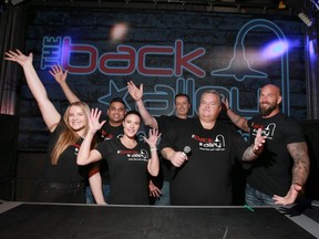 (L-R) The Back Alley management crew Jessica Turner, Jamal Aly, Nicole O'Neill, Dennis O'Neill, Jim Turner and Evan Kaluta pose at what will again be the location of the Back Alley on Macleod Tr SW in Calgary on Friday, November 8, 2019. Recently called The Marquee, The Back Alley was fixture in Calgary club scene and is set to open soon under new management.
