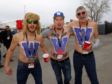 Thousands of fans ham it up during the Tailgate party at McMahon stadium during the 107th Grey Cup in Calgary on Sunday, November 24, 2019. Darren Makowichuk/Postmedia