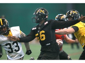 Hamilton Ti defensive end Cats Ja'Gared Davis is shown at the Macron Performance Centre in Calgary in preparation for Grey Cup 2019 Wednesday, November 20, 2019. Jim Wells/Postmedia