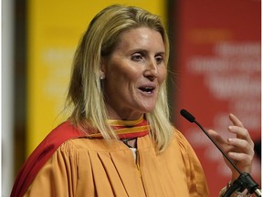 Canadian hockey player Hayley Wickenheiser received an honorary diploma from NorQuest College in Edmonton on May 24, 2018. Now retired from professional sports, the 39-year-old has given Canada Olympic gold medals and world championships in hockey, represented Canada at the 2000 Olympic Games in softball, and played soccer with Right to Play in Africa. She has worked as a mentor with sports organizations across the country and created the Canadian Tire Wickenheiser World Female Hockey Festival, providing thousands of females from around the world access to hockey and educational sessions. Wickenheiser earned a master's degree at age 37 and will soon embark on an educational journey in medicine.