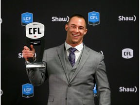 Nate Holley from the Calgary Stampeders was named the Most Outstanding Rookie during the 2019 Shaw CFL awards at the Scotiabank Saddledome in Calgary on Thursday, November 21, 2019. Darren Makowichuk/Postmedia