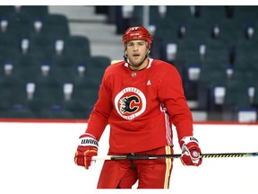 Milan Lucic skates at the Saddedome during practice in Calgary on Friday, October 4, 2019. Jim Wells/Postmedia