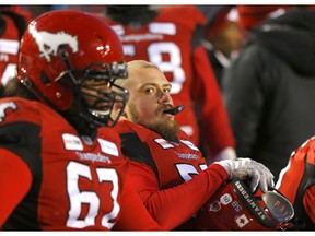 The Calgary Stampeders react as they lost to the Winnipeg Blue Bombers during the CFL semi-finals in Calgary on Sunday, November 10, 2019. Darren Makowichuk/Postmedia