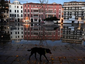 Campo San Polo square in Venice, after the highest tide in more than 50 years on Nov. 12, 2019.