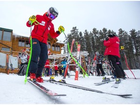CP-Web. Brodie Seger, of Canada, skis off after the first training run for the Lake Louise FIS World Cup downhill ski race was cancelled on Wednesday, Nov. 27, 2019.