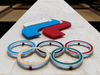 The logo of Russia’s Olympic Committee is seen at its headquarters in Moscow.