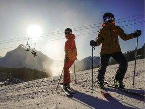 FILE PHOTO: Skiers at Mount Norquay.
