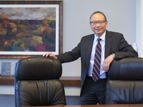 Advantage Oil & Gas CEO Andy Mah is shown at work in his corporate headquarters in Calgary, May 25, 2015.