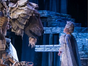 The witch greets Aslan in ATP's The Lion, the Witch and the Wardrobe. Courtesy, Benjamin Laird