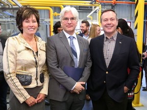 Energy Minister Sonya Savage, Canadian Energy Centre CEO Tom Olsen and Premier Jason Kenney launch the Canadian Energy Centre.