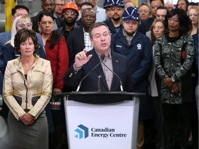 Alberta Premier Jason Kenney speaks at the official launch of the Canadian Energy Centre at the Southern Alberta Institute of Technology in Calgary, Wednesday December 11, 2019.  The Alberta government formally launched its energy war room Wednesday, tasking the now operational Canadian Energy Centre with pushing back against what Premier Jason Kenney called a "campaign of lies" targeting the province's oil and gas industry.