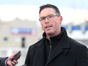 Minister of Justice, Doug Schweitzer, speaks to reporters on Alberta's opposition to the federal plan to impose a carbon tax at the Blackfoot Truckstop Diner on Tuesday, December 31, 2019.