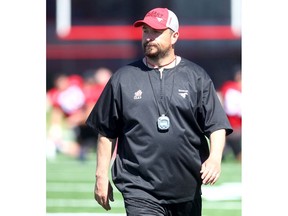 Calgary Stampeders, Offensive Line Coach Pat DelMonaco during training camp at Mamahon stadium in Calgary, Alta. on Wednesday June 4, 2014. Darren Makowichuk/Calgary Sun/QMI Agency