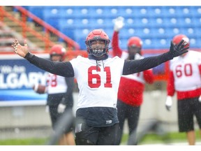 The Calgary Stampeders will welcome back OL Ucambre Williams with open arms. Williams re-upped with the Stamps recently. File photo by Darren Makowichuk/Postmedia.