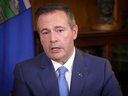 Alberta Premier Jason Kenney gives a televised address to Albertans before the release of the provincial budget, Oct. 23, 2019.