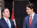 Alberta Premier Jason Kenney meets with Prime Minister Justin Trudeau in Ottawa on Dec. 10, 2019.