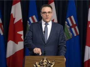 Environment and Parks Minister Jason Nixon discuses the fall legislative session during a press conference at the Alberta Legislature media room, in Edmonton Thursday Dec. 5, 2019. Photo by David Bloom