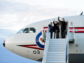 Prime Minister Justin Trudeau and son Xavier depart Ottawa on Dec. 2, 2019.