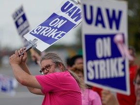 General Motors assembly workers picket outside the General Motors Bowling Green plant during the United Auto Workers (UAW) national strike in Bowling Green, Kentucky, U.S., October 10, 2019.