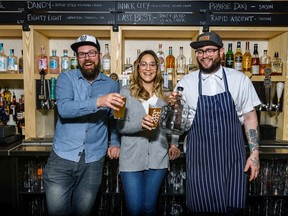 From Left; Matty Stewart, general manager, Christina Toth, assistant general manager, and chef Joseph Lavergne at Free House in Kensington.