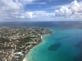 An aerial view of Barbados, taken from the plane. Val Fortney photo