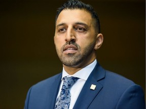 Ward 5 Coun. George Chahal discusses gun violence in Calgary at city hall on Thursday, Oct. 3, 2019.