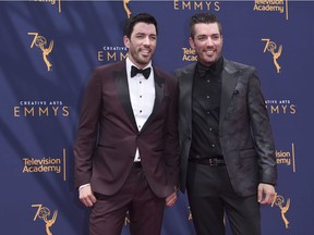 Drew Scott, left, and Jonathan Scott arrive at night two of the Creative Arts Emmy Awards at The Microsoft Theater on Sunday, Sept. 9, 2018, in Los Angeles.