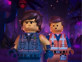 Caption: (L-R) Rex Dangervest (CHRIS PRATT) and Emmet (CHRIS PRATT) in a scene from the animated adventure "The LEGO® Movie 2: The Second Part," from Warner Bros. Pictures and Warner Animation Group, in association with LEGO System A/S, a Warner Bros. Pictures release.   Movie still