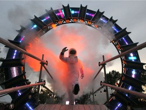 Steve from Rockethouse Productions plays an astronaut who is seen walk through "The Portal" during a sneak peak of the Beakerhead Festivals ÒSpectacleÓ located in PrinceÕs Island Park. Several mythical creatures and interactive installations are on display and will be open to the public on Saturday. Wednesday, September 18, 2019. Brendan Miller/Postmedia