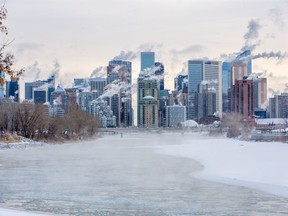 Steam rises from the Bow River and downtown Calgary buildings on a -25C morning, Monday, January 13, 2020.  Gavin Young/Postmedia