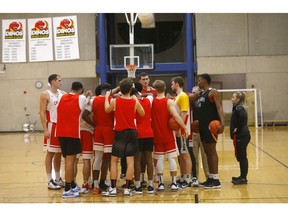 The University of Calgary Dinos basketball team during practice in Calgary on Monday, January 20, 2020. Darren Makowichuk/Postmedia