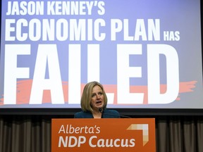 Rachel Notley, Leader of the Official Opposition and Alberta NDP, speaks at a press conference at the Federal Building at the Alberta Legislature in Edmonton, on Thursday, Jan. 23, 2020. She says Alberta Treasury Board and Finance officials had serious doubts about Premier Jason Kenney's $4.7-billion corporate tax cut and its impact on investment and job creation. Photo by Ian Kucerak/Postmedia
