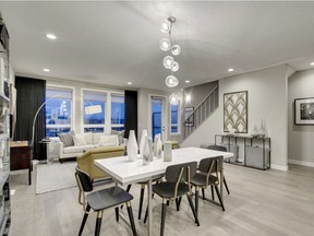 The dining area in the Reseda show suite at the Ivy, by Brookfield Residential, in University District.