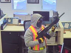 Three Hills RCMP are asking the public for help in identifying this man who entered a Trochu ATB on Jan. 30, 2020 and demanded cash from an employee. The suspect made off with an undisclosed amount of cash.