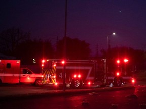 Firefighters and emergency services arrive at a scne of a reported explosion in Houston, Texas, on January 24, 2020.