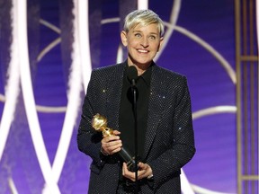 77th Golden Globe Awards - Show - Beverly Hills, California, U.S., January 5, 2020 - Ellen DeGeneres accepts the Carol Burnett TV Achievement Award. Paul Drinkwater/NBC Universal/Handout via REUTERS For editorial use only. Additional clearance required for commercial or promotional use, contact your local office for assistance. Any commercial or promotional use of NBCUniversal content requires NBCUniversal's prior written consent. No book publishing without prior approval. NO SALES. NO ARCHIVES. ORG XMIT: LOA158