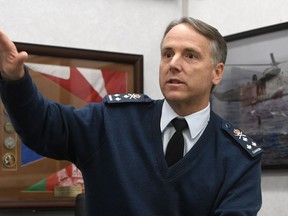 Commander of the Royal Canadian Air Force Al Meinzinger is seen during an interview with