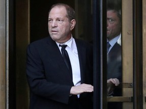 Harvey Weinstein leaves New York Supreme Court after his arraignment in his sexual assault case in New York, Aug. 26, 2019.