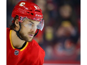 Calgary Flames Michael Frolik during warm-up before facing the Chicago Blackhawks during NHL hockey in Calgary on Tuesday December 31, 2019. Al Charest / Postmedia