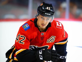 Calgary Flames Glenn Gawdin during Battle of Alberta prospects game in Calgary at Scotiabank Saddledome against the Edmonton Oilers on Tuesday September 10, 2019. Al Charest / Postmedia