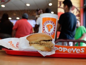 A Popeyes chicken sandwich. Breasts from smaller chickens are getting harder to come by as fast-food restaurants gobble up the supply.
